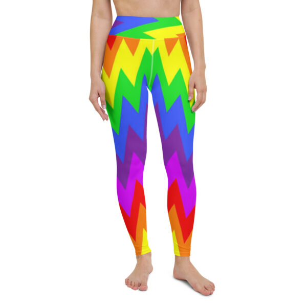 Fifth Degree™ Psychedelic Chevron Rainbow Rave Print Festival Yoga Funky Leggings - Image 2