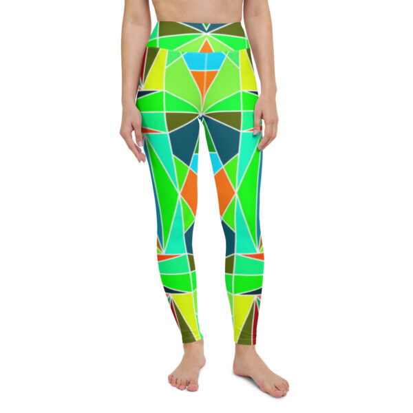 Fifth Degree™ Neon Green Pop Art Rave Print Festival Yoga Abstract Funky Leggings - Image 2