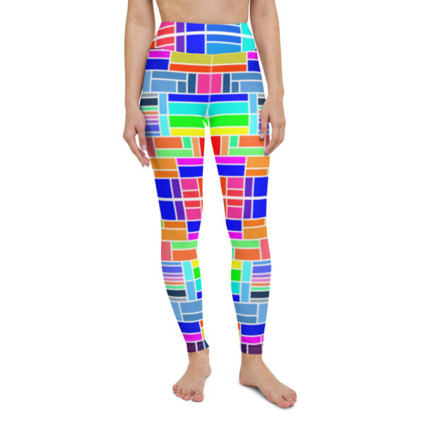 Fifth Degree™ Neon Bricks Pop Art Rave Print Festival Yoga Abstract Funky Leggings - Image 2