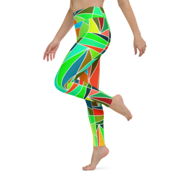 Fifth Degree™ Neon Green Pop Art Rave Print Festival Yoga Abstract Funky Leggings - Image 3