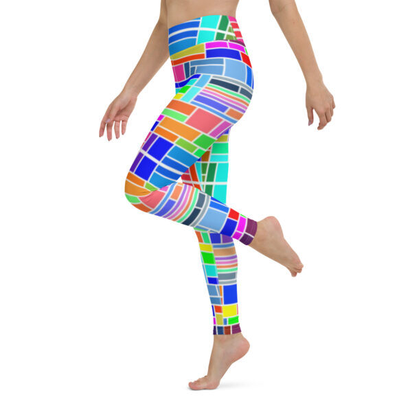 Fifth Degree™ Neon Bricks Pop Art Rave Print Festival Yoga Abstract Funky Leggings - Image 3