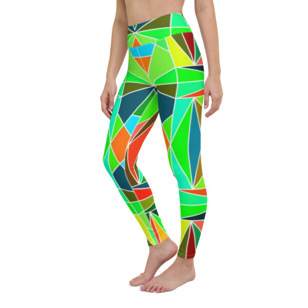 Fifth Degree™ Neon Green Pop Art Rave Print Festival Yoga Abstract Funky Leggings - Image 4