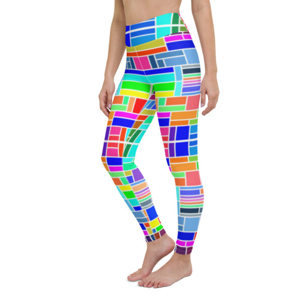 Fifth Degree™ Neon Bricks Pop Art Rave Print Festival Yoga Abstract Funky Leggings - Image 4