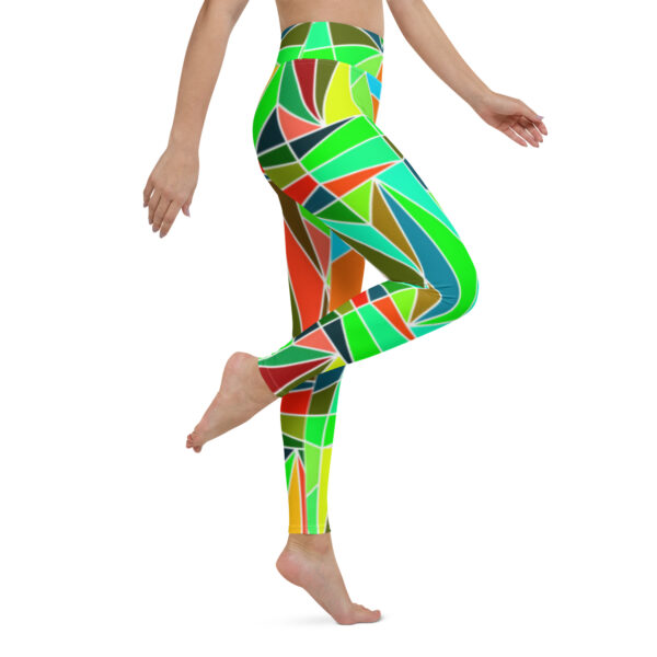 Fifth Degree™ Neon Green Pop Art Rave Print Festival Yoga Abstract Funky Leggings - Image 6