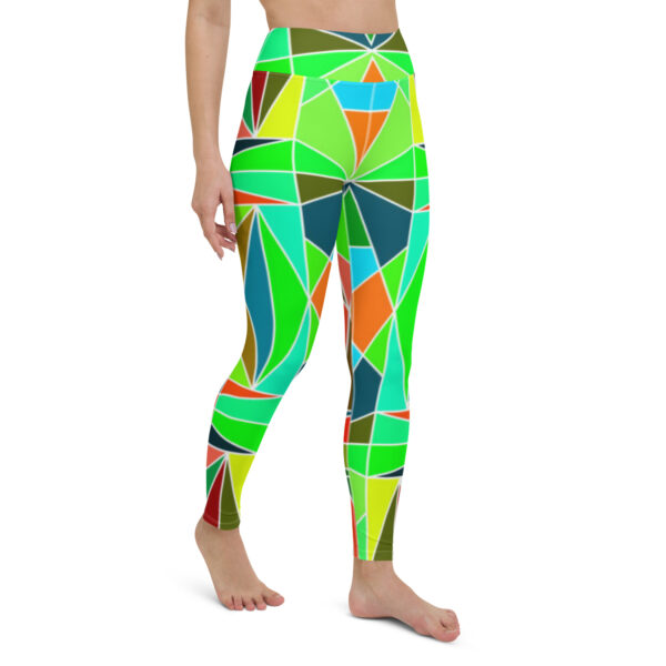 Fifth Degree™ Neon Green Pop Art Rave Print Festival Yoga Abstract Funky Leggings